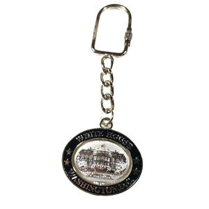 White House Washington D.C. Spinner Keychain Silver Tone Metal